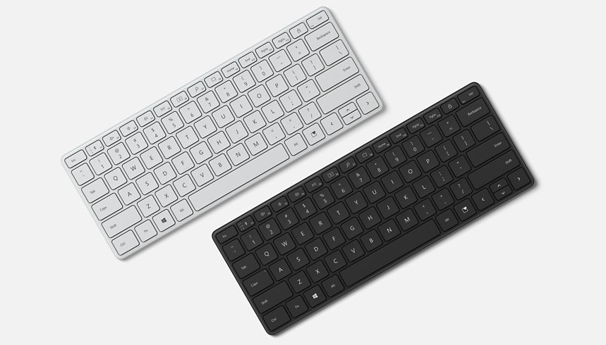 Pojedynczy widok pod kątem dwóch klawiatur Surface Keyboard.