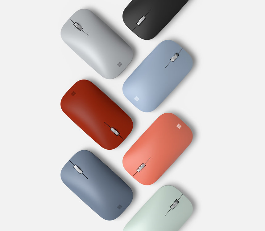 Microsoft Modern Mobile Mice in various colors.