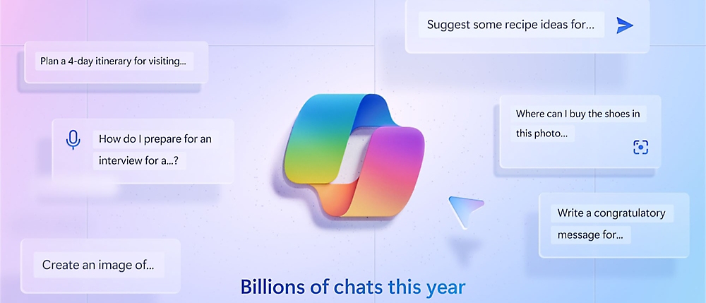 Copilot logo with text Billions of chats this year