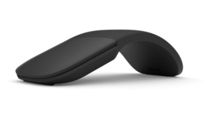 Product render of a black Surface Arc Mouse.