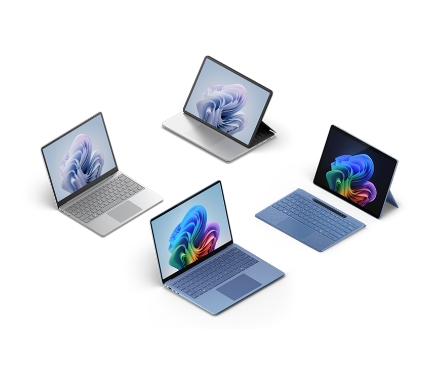 A collection of Surface family devices.