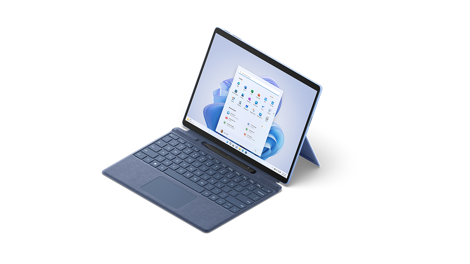 Urządzenie Surface Pro 9 w wersji Sapphire z klawiaturą