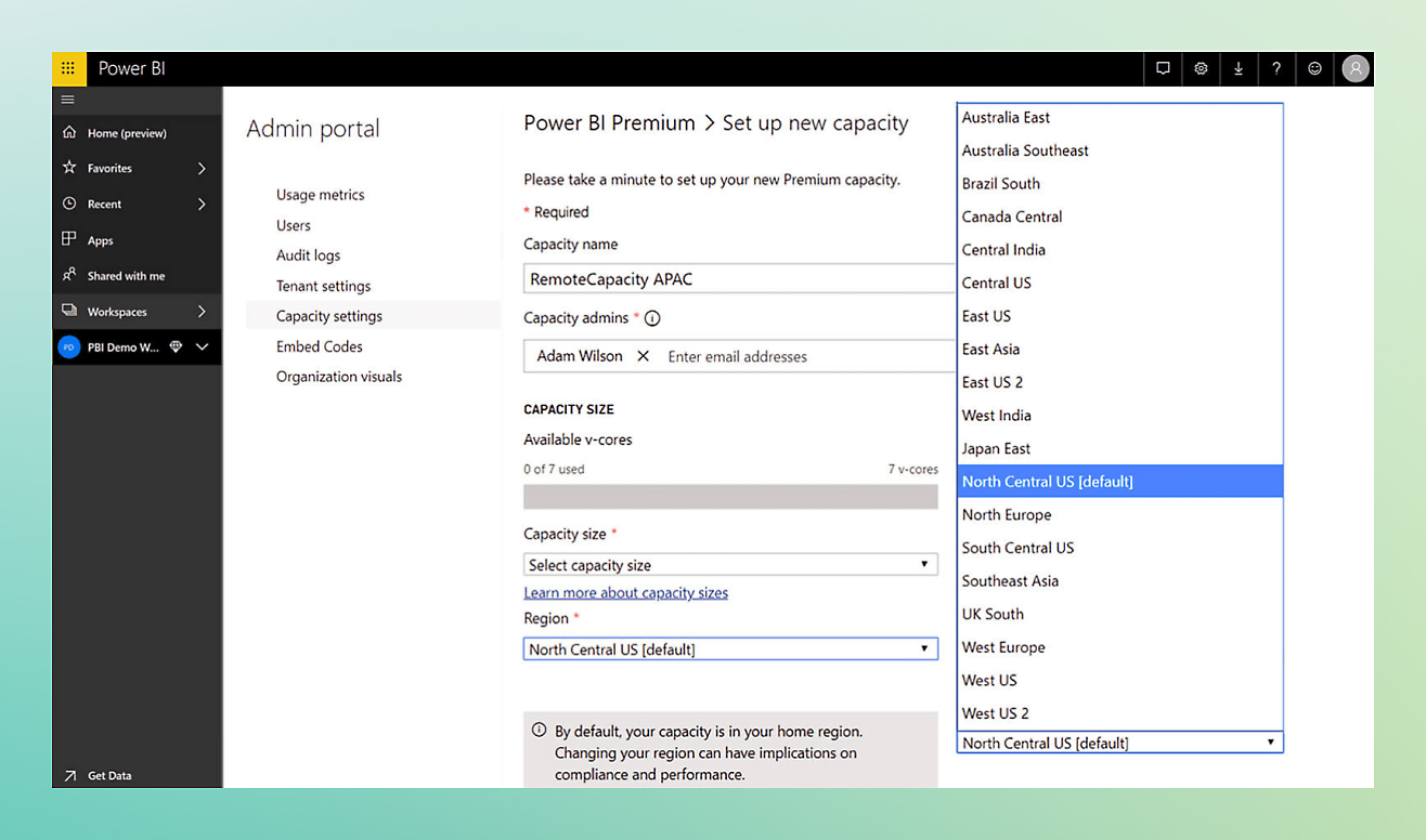 PowerBI Admin Portal Screen Shot