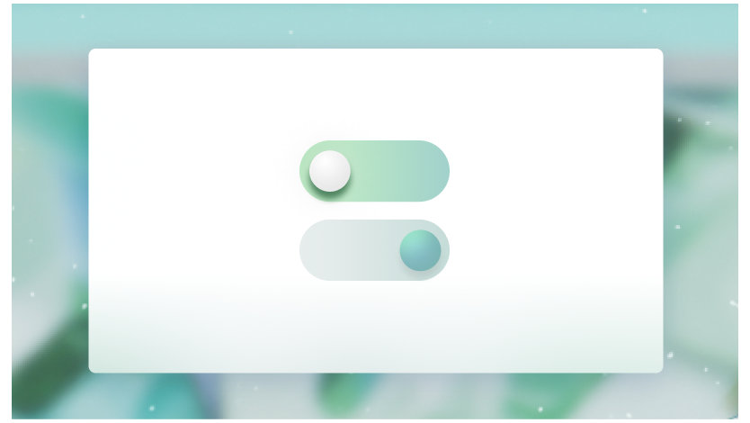 Two green toggles in off and on positions.