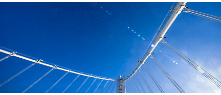 A structure with steel pipes on blue background