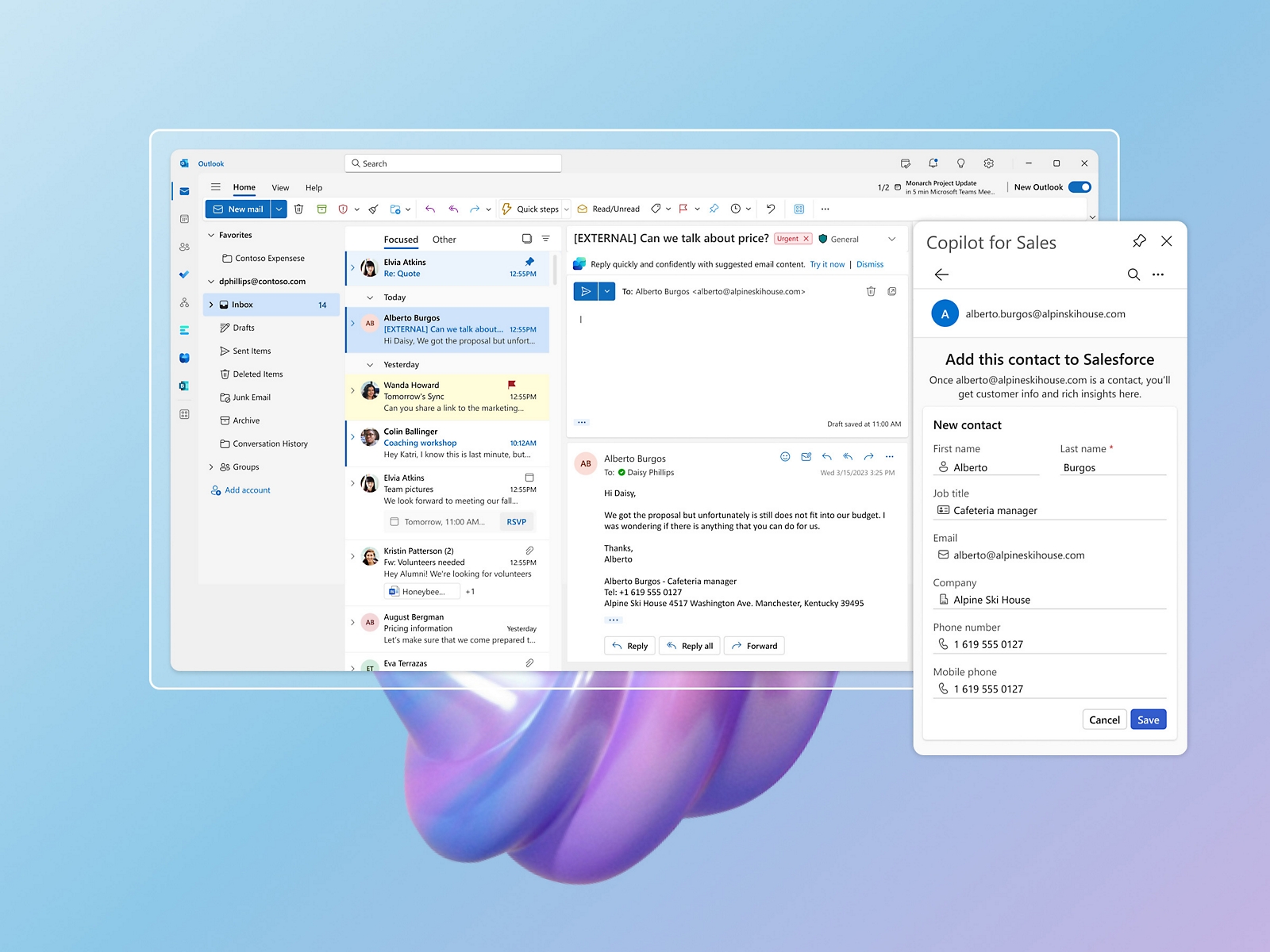 Снимок экрана: Microsoft Outlook.