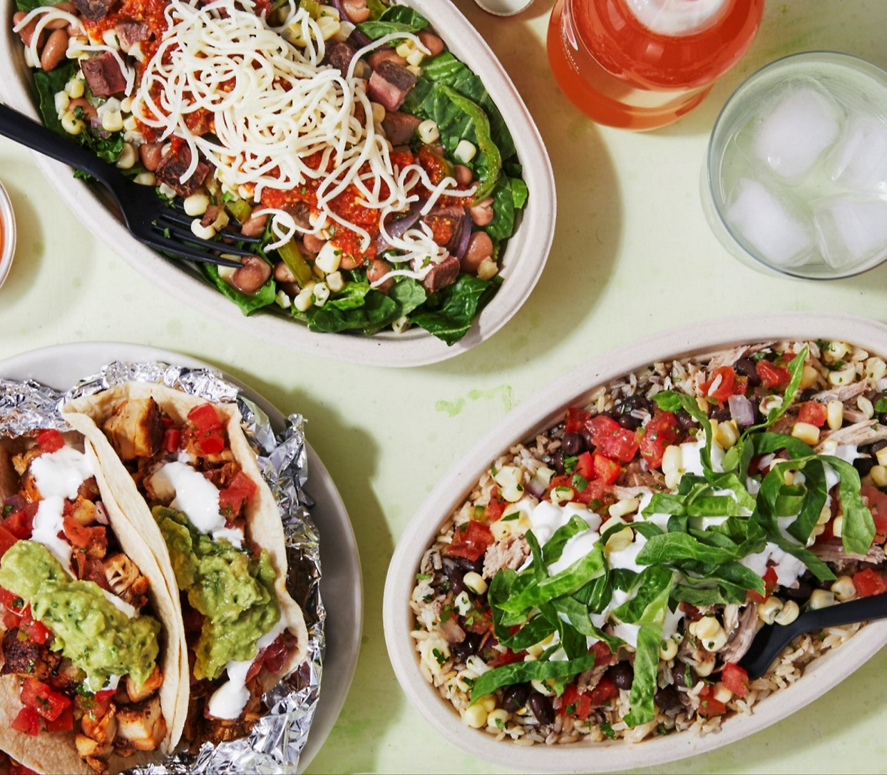 A group of plates of food