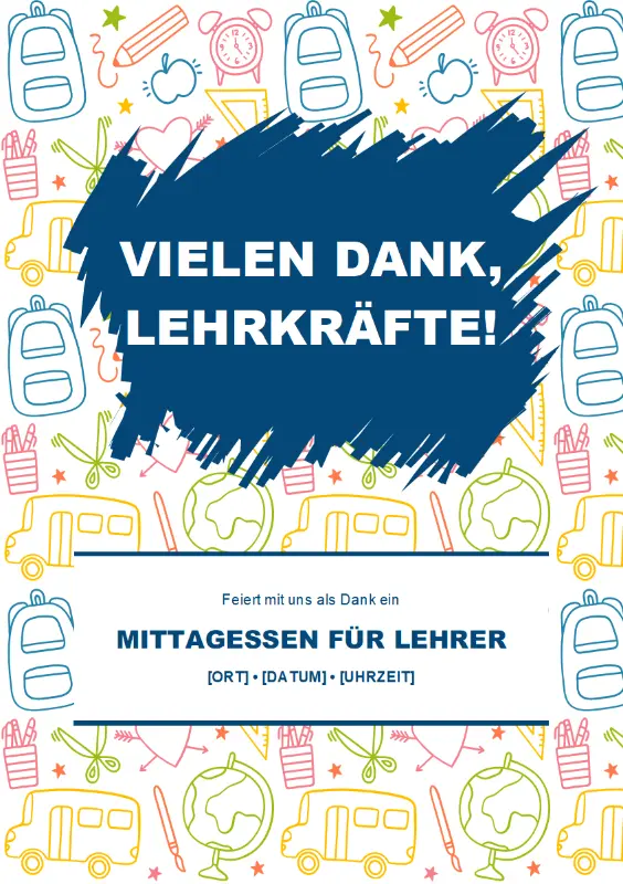 Dankeskarte für einen Lehrer blue whimsical line