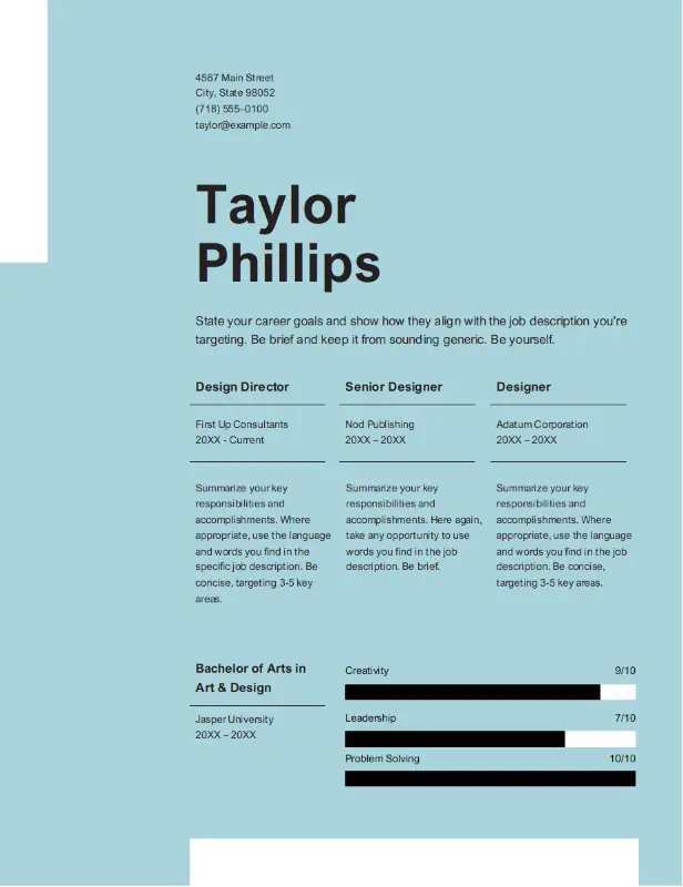 Clean elegant resume blue modern simple