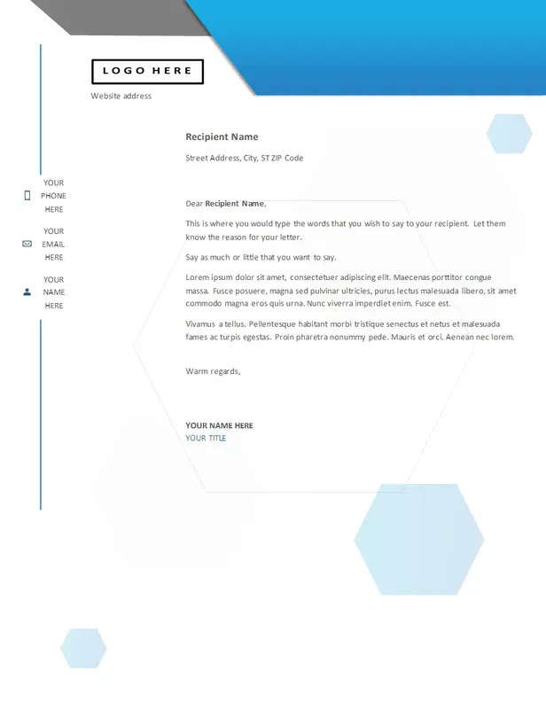 Hexagon letterhead blue modern-simple