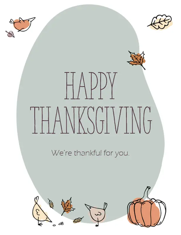 Thanksgiving party printables  orange whimsical line