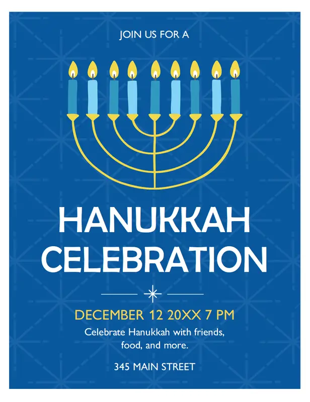 Hanukkah flyer blue modern-simple