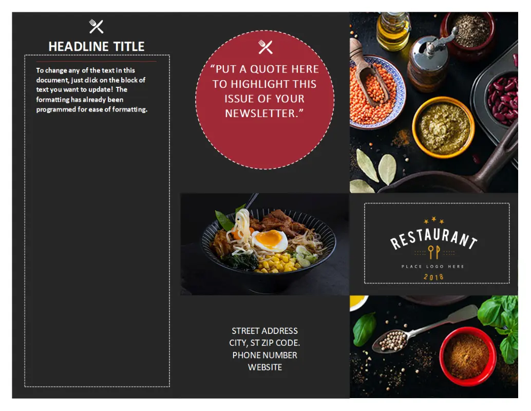 Restaurant brochure black modern-simple