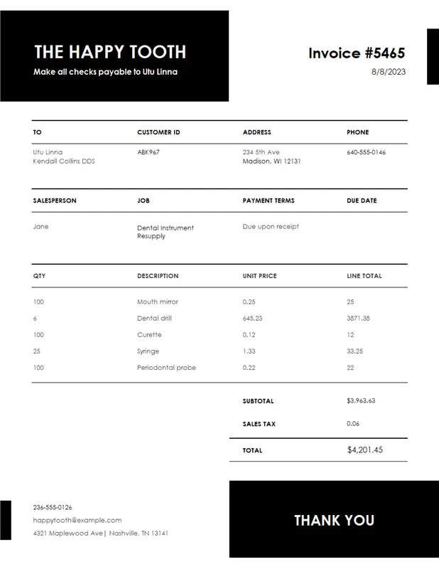 Service invoice (simple design) blue modern-simple