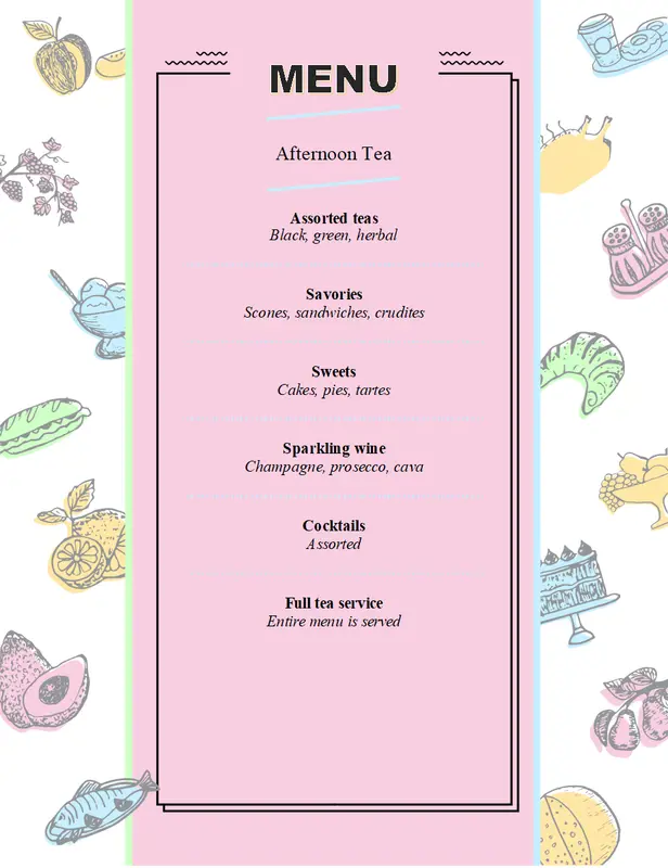 Retro menu pink vintage retro