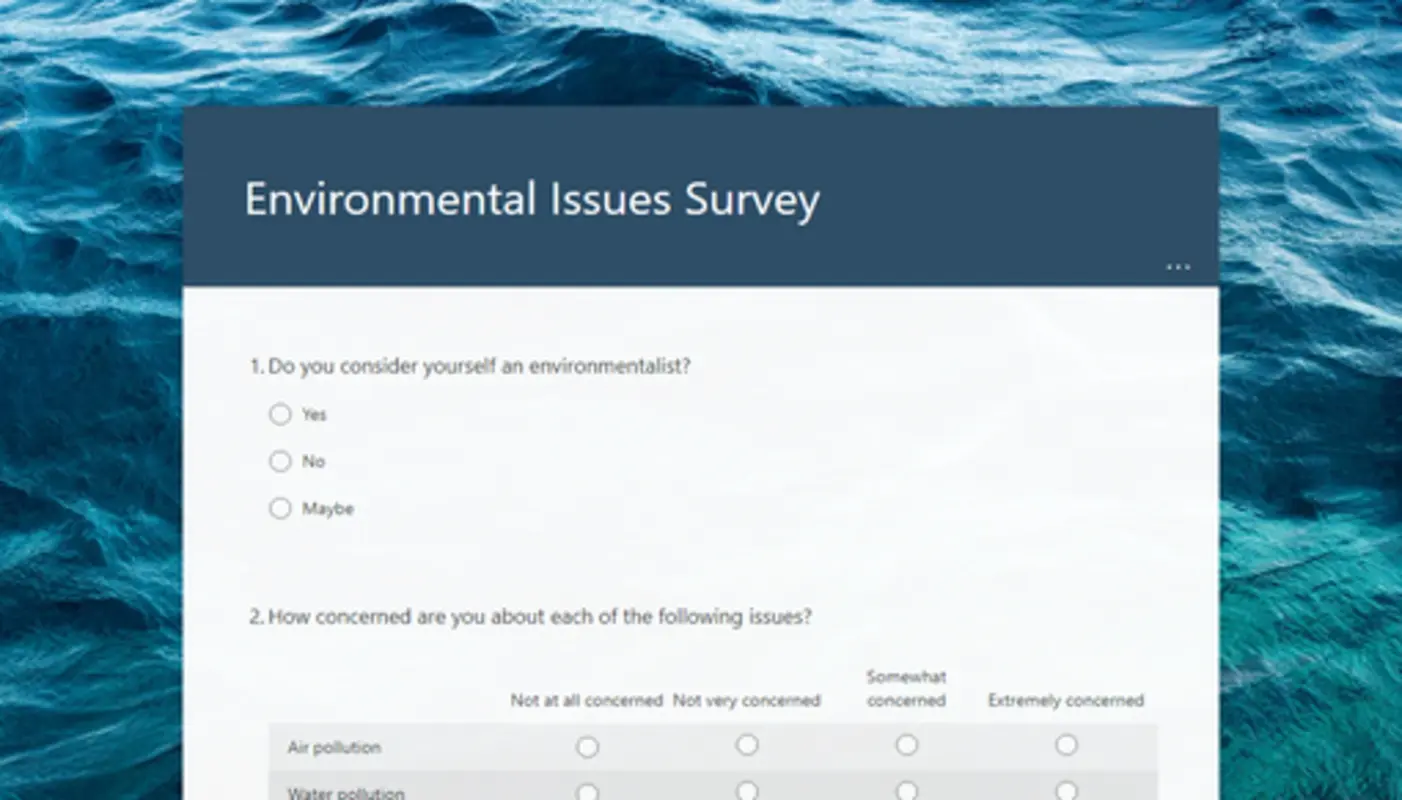 Environmental issues survey blue