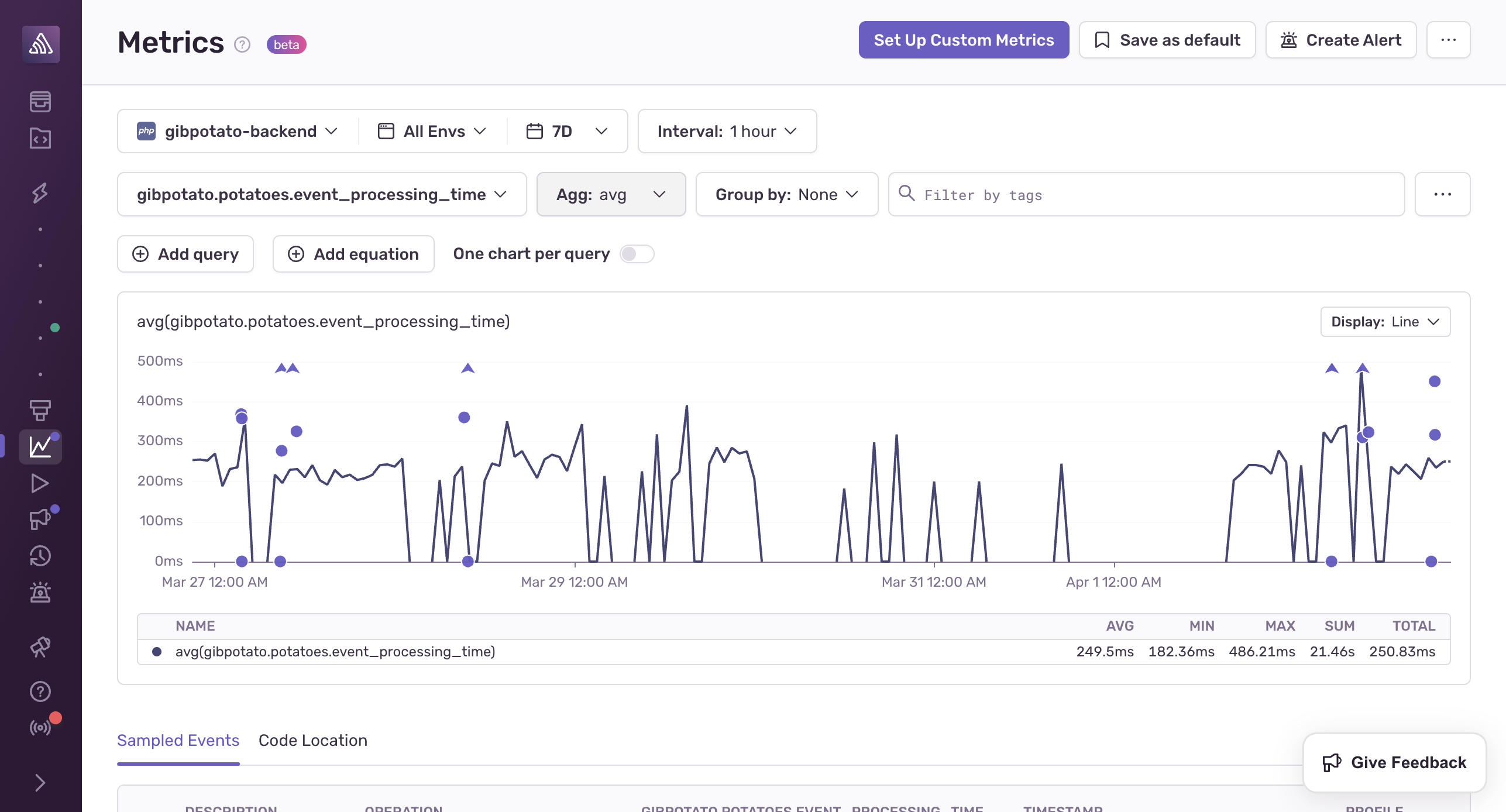 Here, you can choose how the metric should be aggregated.