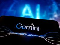 Google Gemini Pro logo displayed on a smartphone with 'AI' lettering shown in background