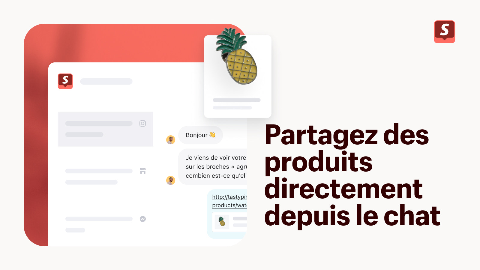 Partagez des produits directement depuis le chat