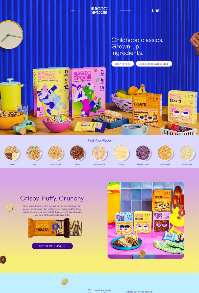 The Magic Spoon website selling healthy cereal