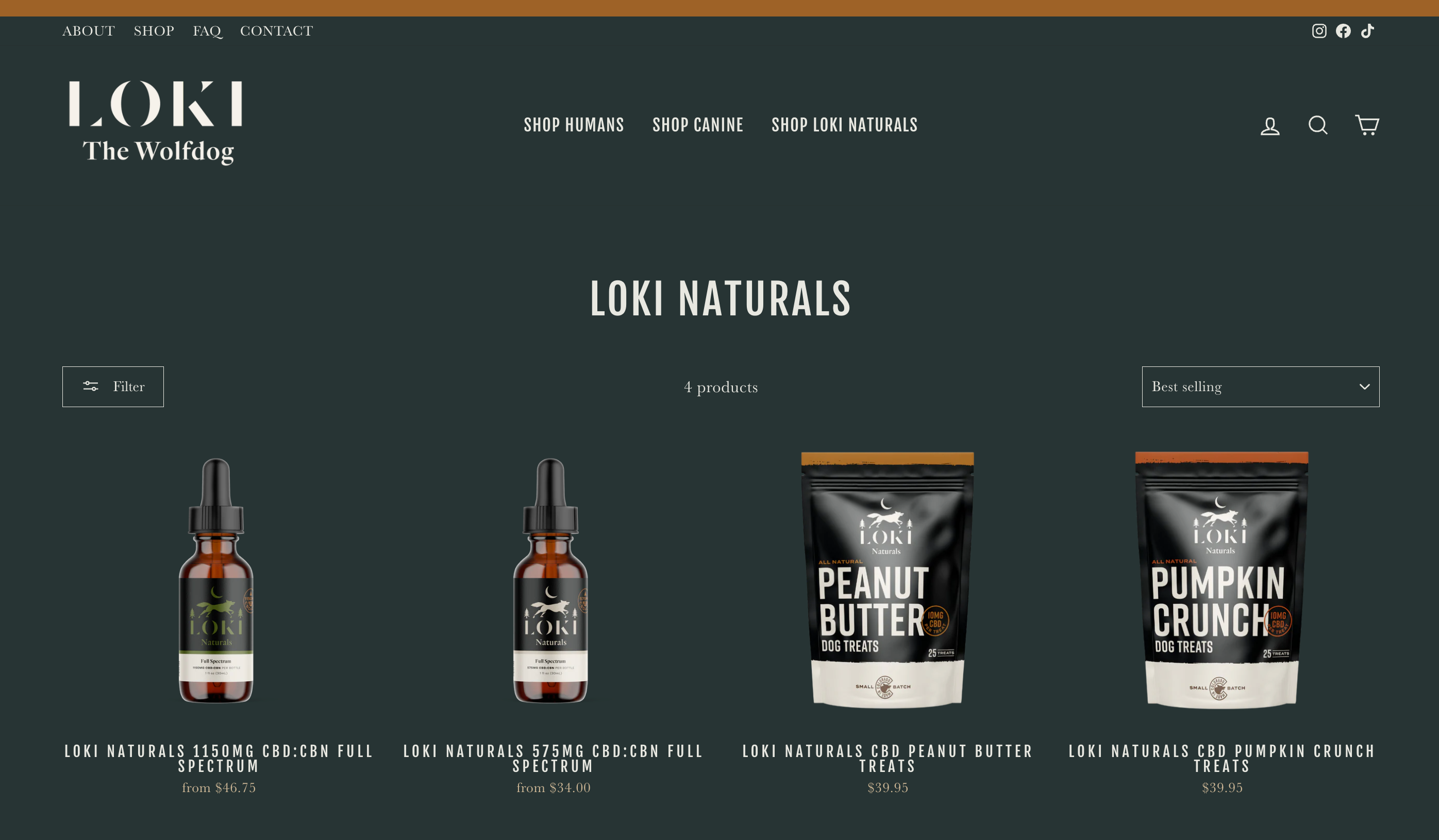 Loki The Wolfdog product page with CBD dog treats