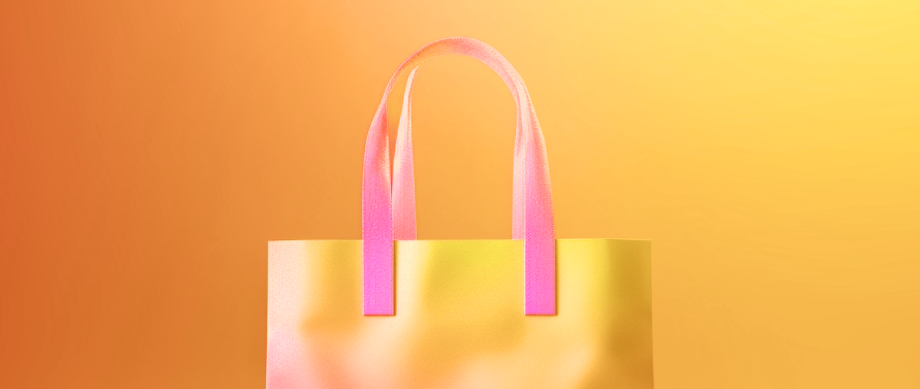 the top half of a bag on an orange and yellow background