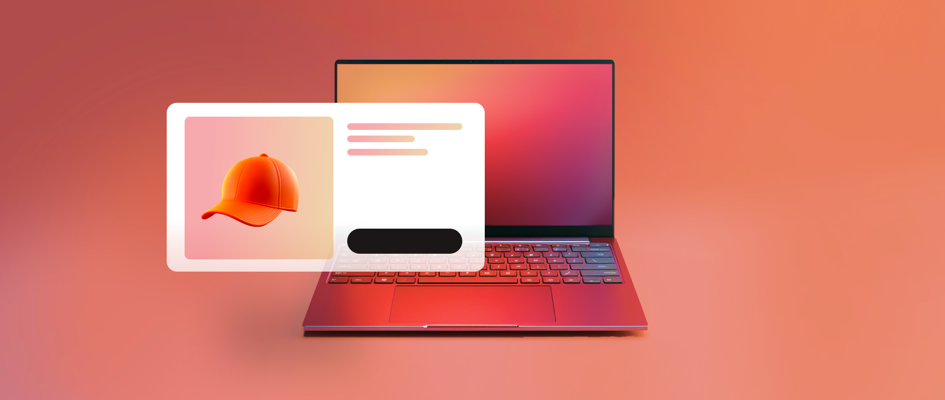 a laptop with an orange hat representing a landing page design