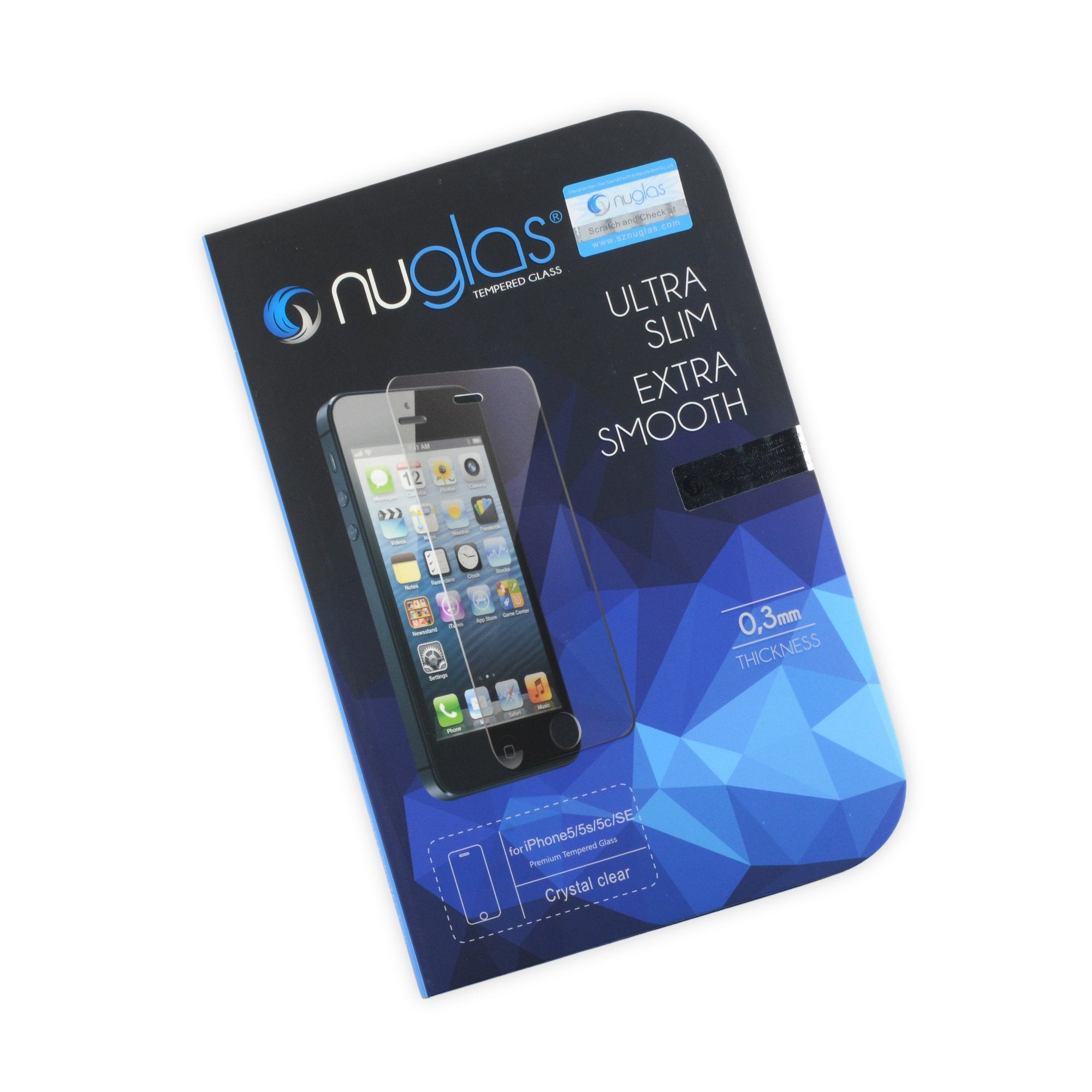 NuGlas protection d'écran en verre trempé pour iPhone 5/5s/5c/SE (1re génération)