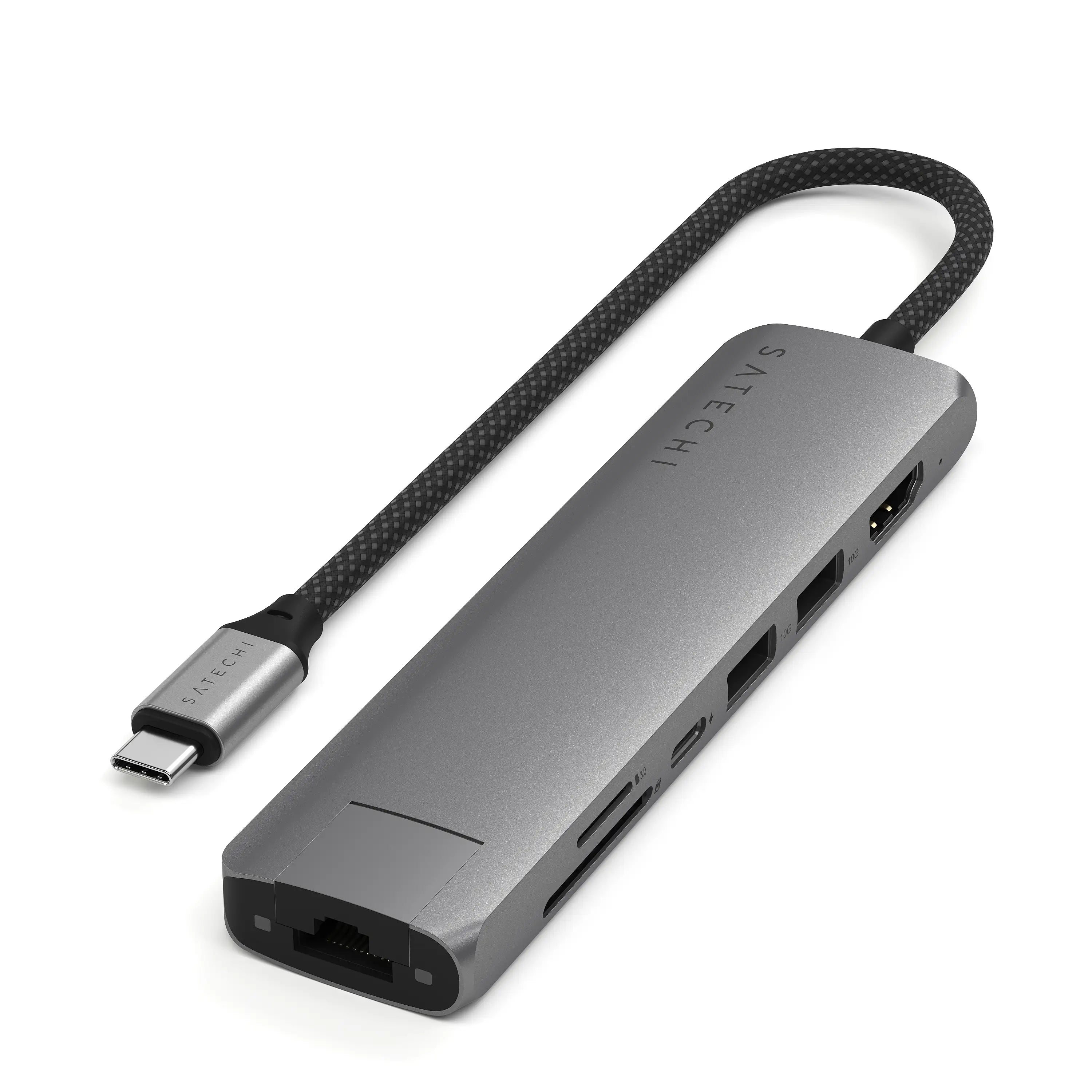 7-in-1 USB-C Slim Multiport Adapter with Ethernet Satechi Space Grey