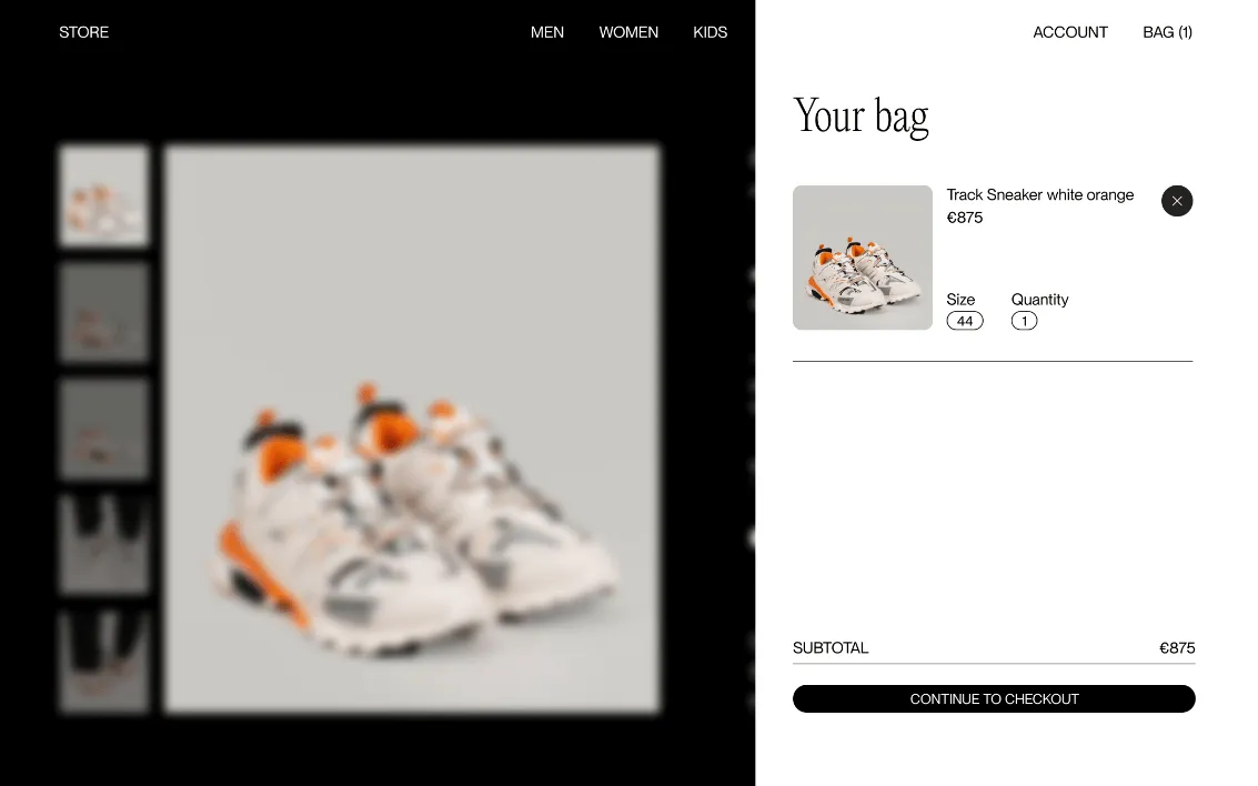 Ecommerce store design with sneakers