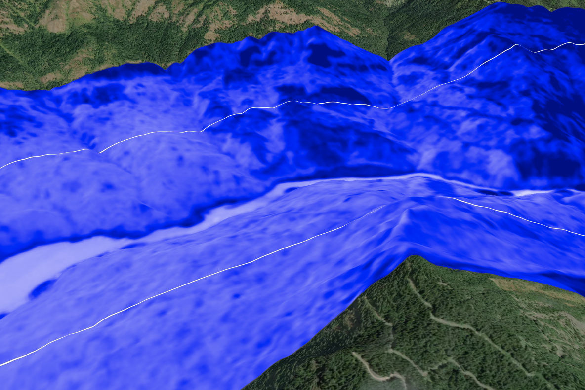 A screenshot of the Lens application with a snow layer selected for the Dworshak Basin.