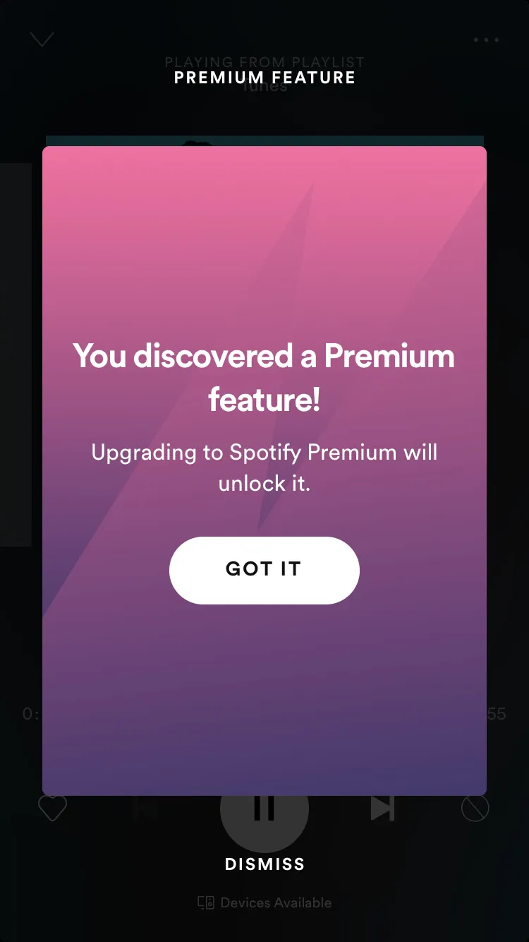 upselling example spotify 