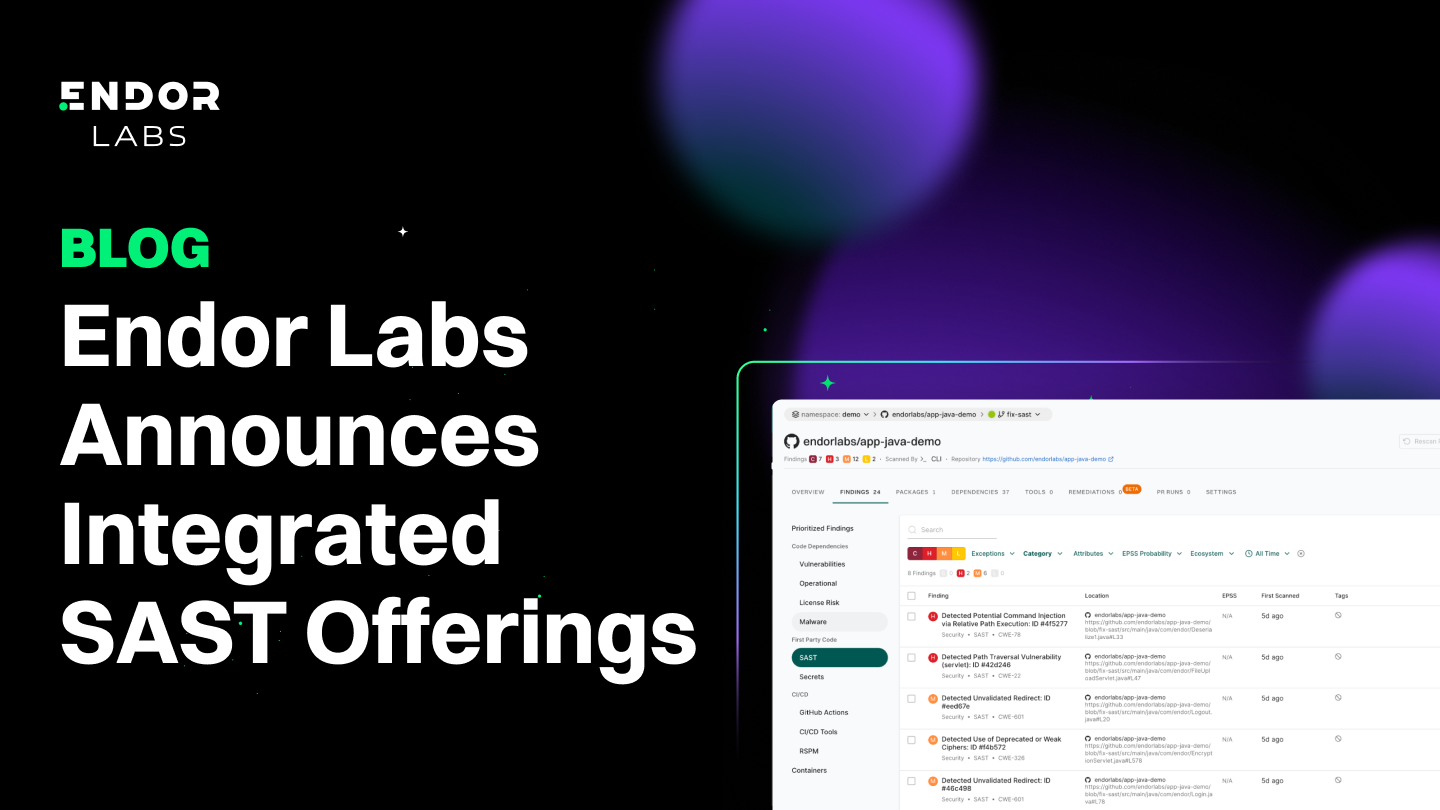Endor Labs Announces Integrated SAST Offerings