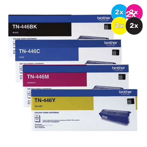 Brother TN-446 Toner Cartridges Bundle Pack - Includes [2 x Black, Cyan, Magenta, Yellow]