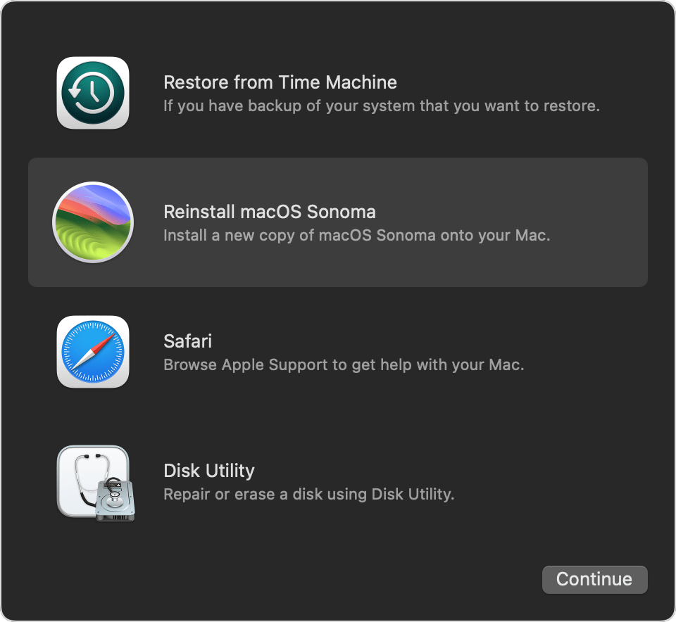 Fereastra Utilitare în Recuperare macOS