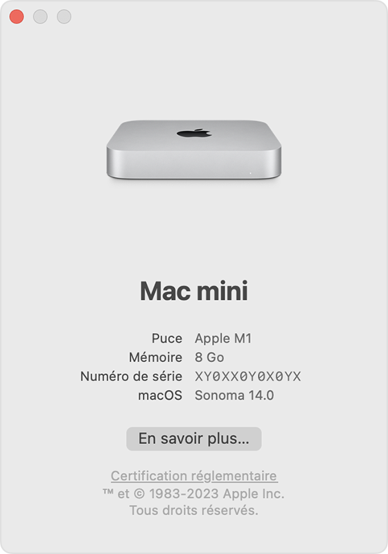 Fenêtre À propos de ce Mac