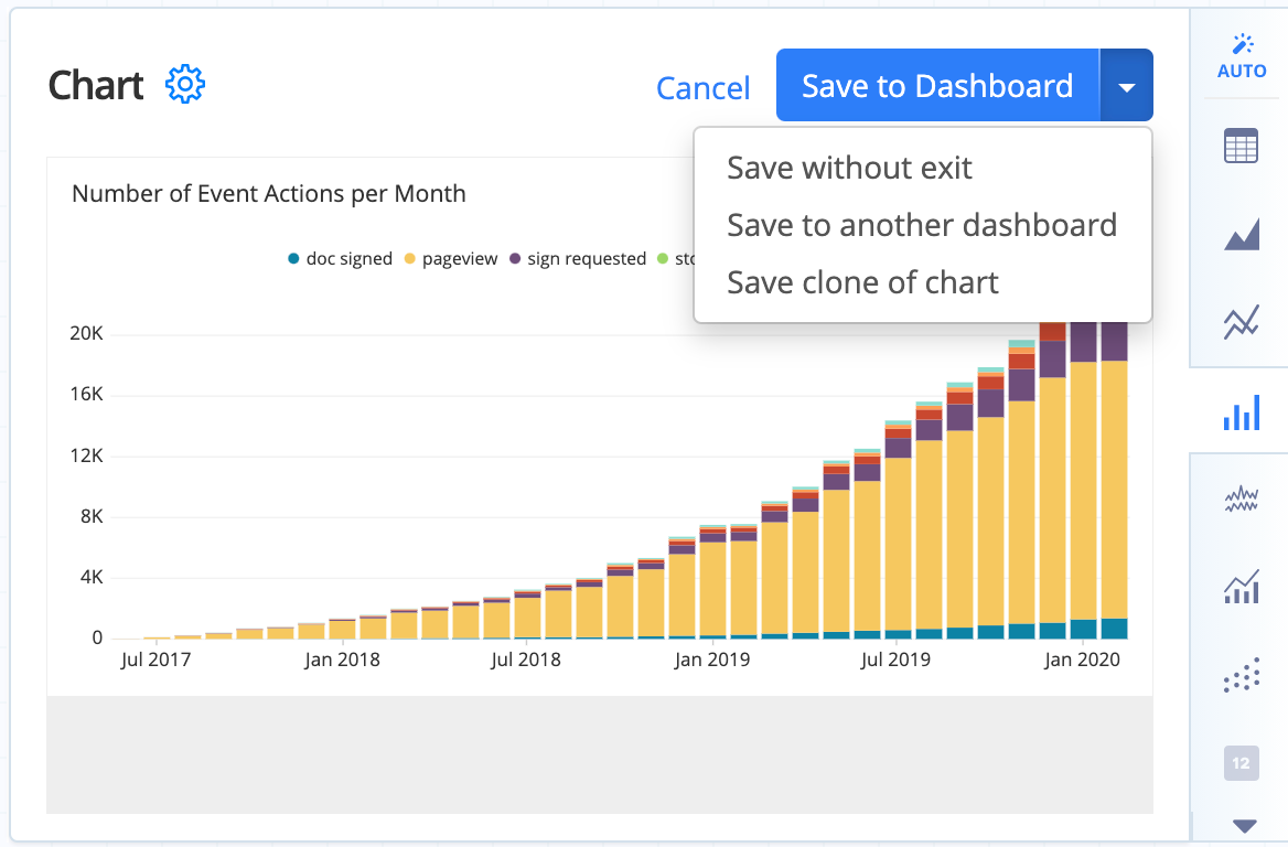 Save to Dashboard options