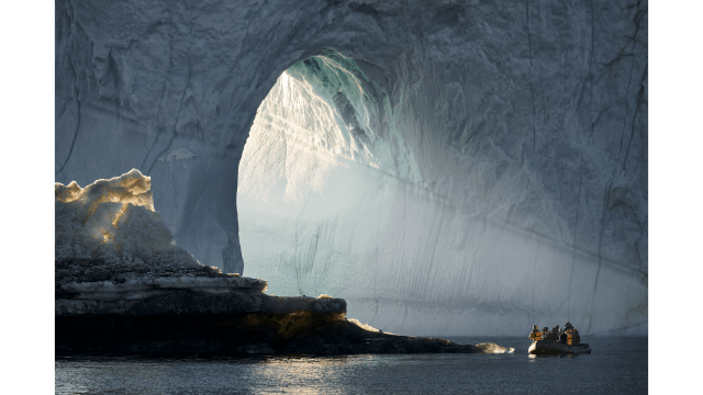 Exploring icebergs and glaciers in Scoresbysund, Greenland.