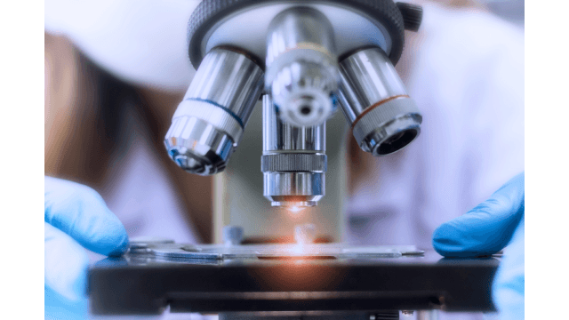 Close-up picture of a microscope in the laboratory.