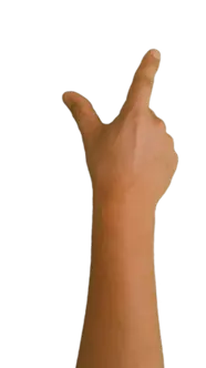 Male hand zoom gesture on a touchscreen.