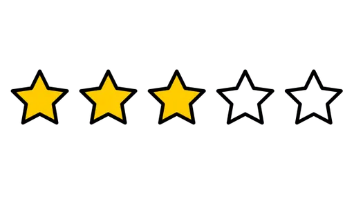 Three star rating animation, with three single stars.