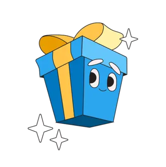 Bouncing blue gift box