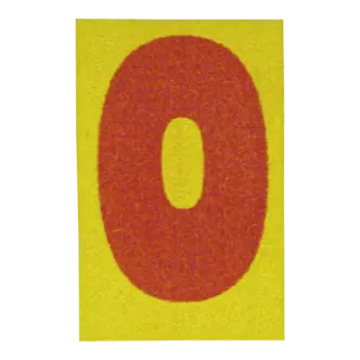 Number 0 sticker in cutout numbers.