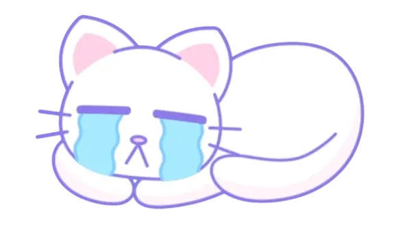 Crying white cat sticker