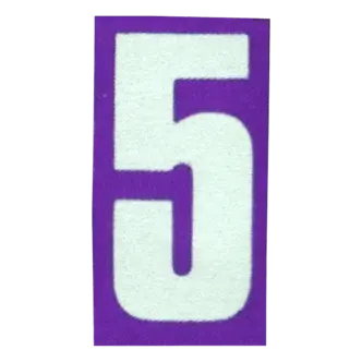 Number 5 sticker in cutout numbers.