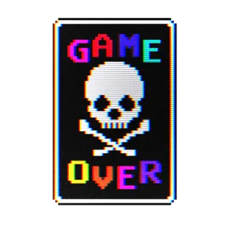 Game over skull and crossbones