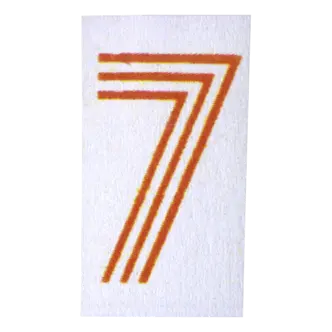 Number 7 sticker in cutout numbers.