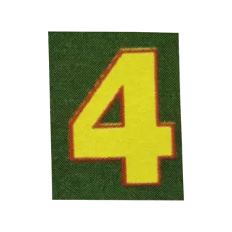 Number 4 sticker in cutout numbers.