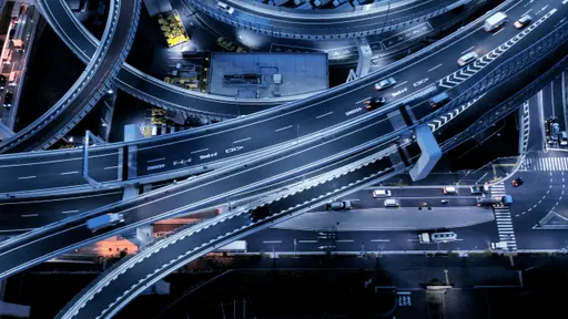 Aerial view of highway in Japan