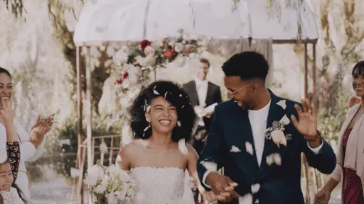 Bride and bridegroom walking together